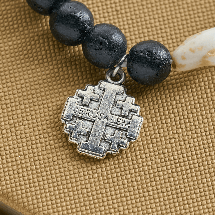 Braccialetto con animali Waves of Prayer Shark Guardian con 5 pietre di agata naturale Christianartworkshop - image 22