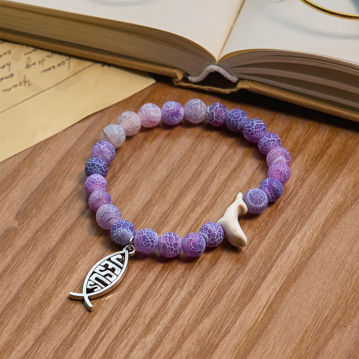 Christianartworkshop Ocean Grace Bracciale con ciondolo a forma di delfino e malachite naturale e ichthys - image 30