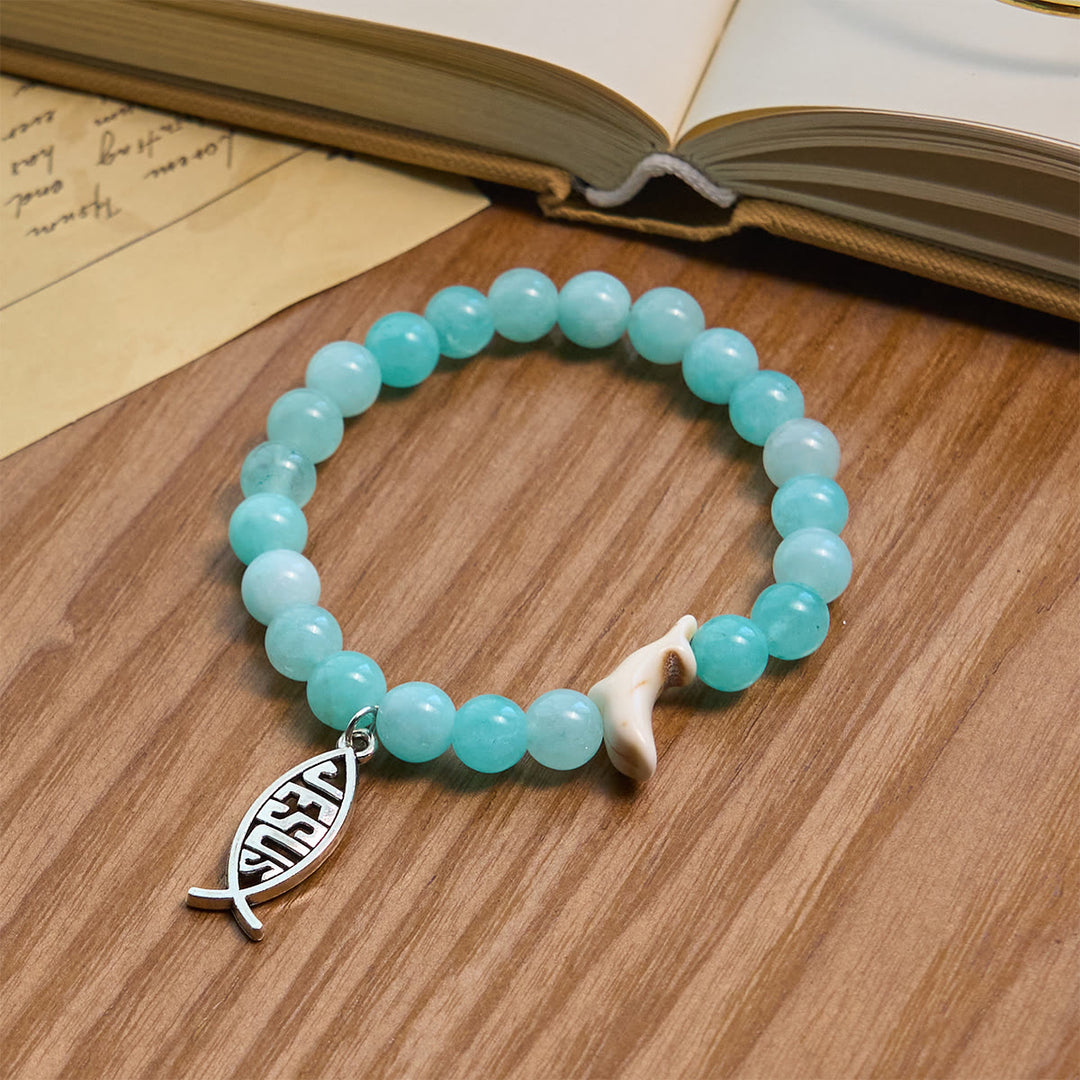 Christianartworkshop Ocean Grace Bracciale con ciondolo a forma di delfino e malachite naturale e ichthys - image 23