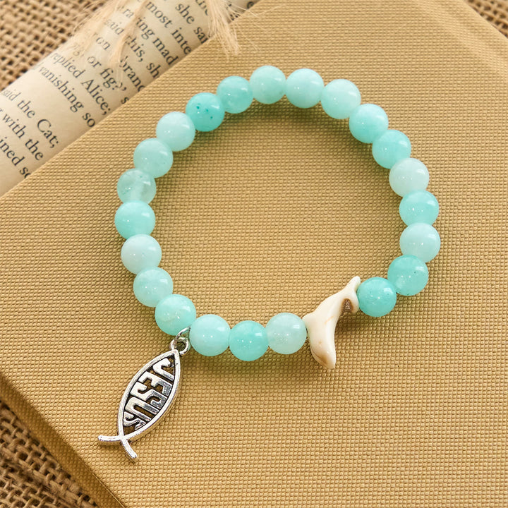 Christianartworkshop Ocean Grace Bracciale con ciondolo a forma di delfino e malachite naturale e ichthys - image 24