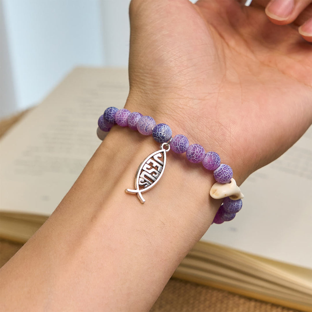 Christianartworkshop Ocean Grace Bracciale con ciondolo a forma di delfino e malachite naturale e ichthys - image 29