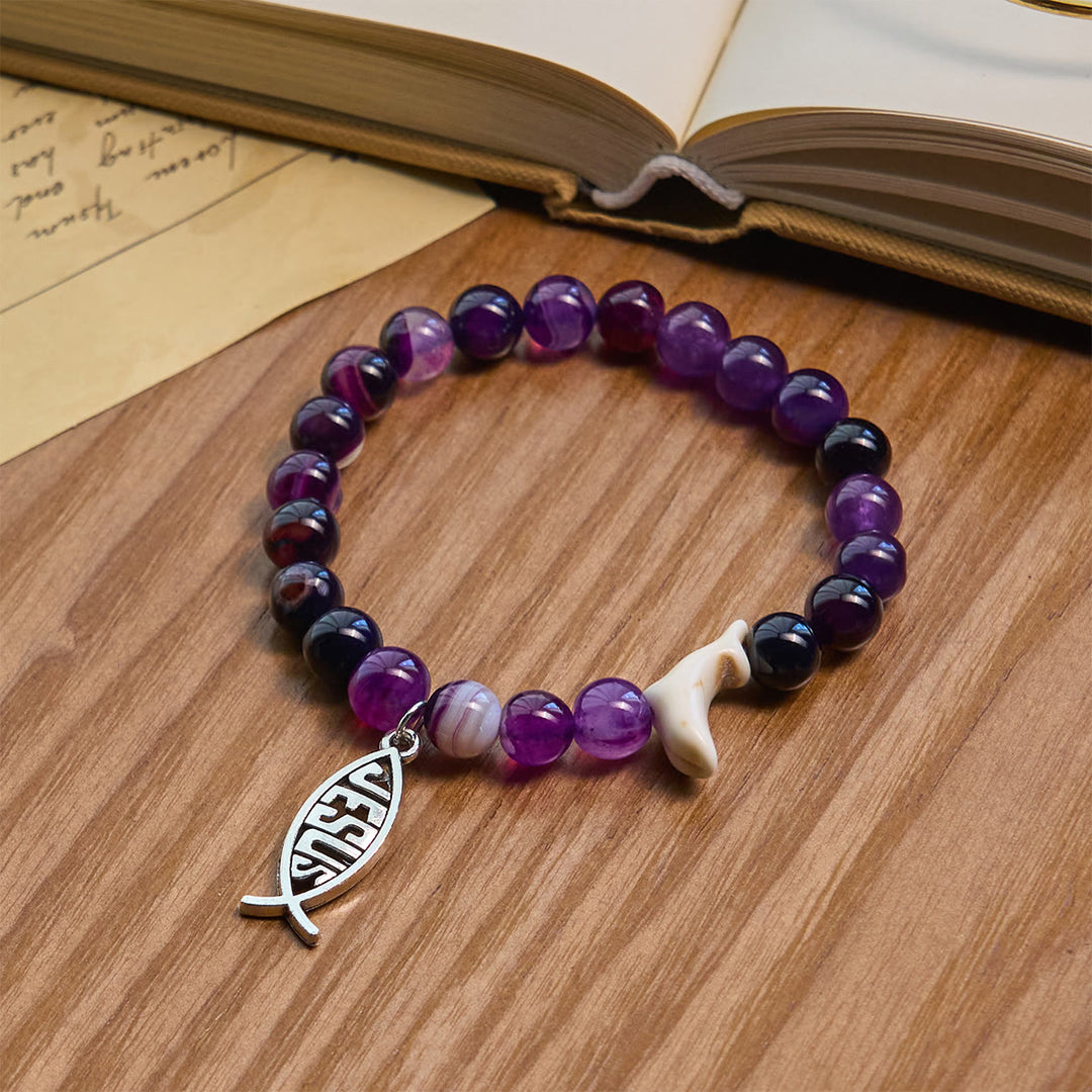 Christianartworkshop Ocean Grace Bracciale con ciondolo a forma di delfino e malachite naturale e ichthys - image 16