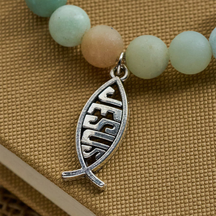 Christianartworkshop Ocean Grace Bracciale con ciondolo a forma di delfino e malachite naturale e ichthys - image 4