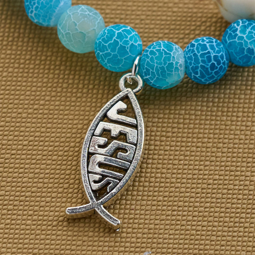 Christianartworkshop Ocean Grace Bracciale con ciondolo a forma di delfino e malachite naturale e ichthys - image 11