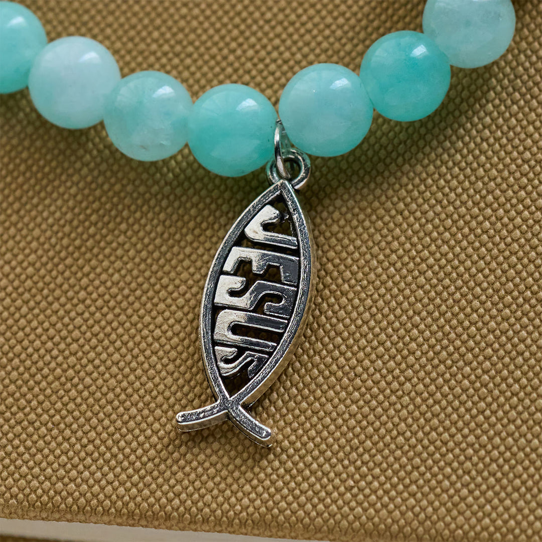 Christianartworkshop Ocean Grace Bracciale con ciondolo a forma di delfino e malachite naturale e ichthys - image 25