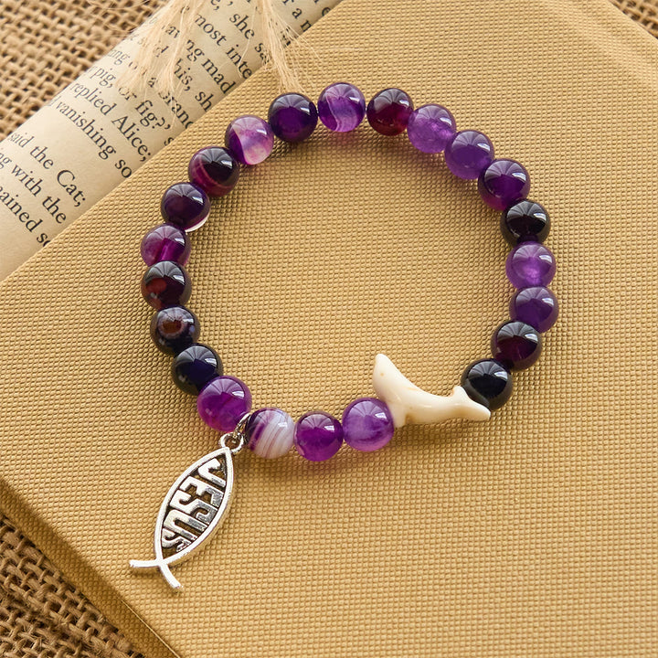 Christianartworkshop Ocean Grace Bracciale con ciondolo a forma di delfino e malachite naturale e ichthys - image 17