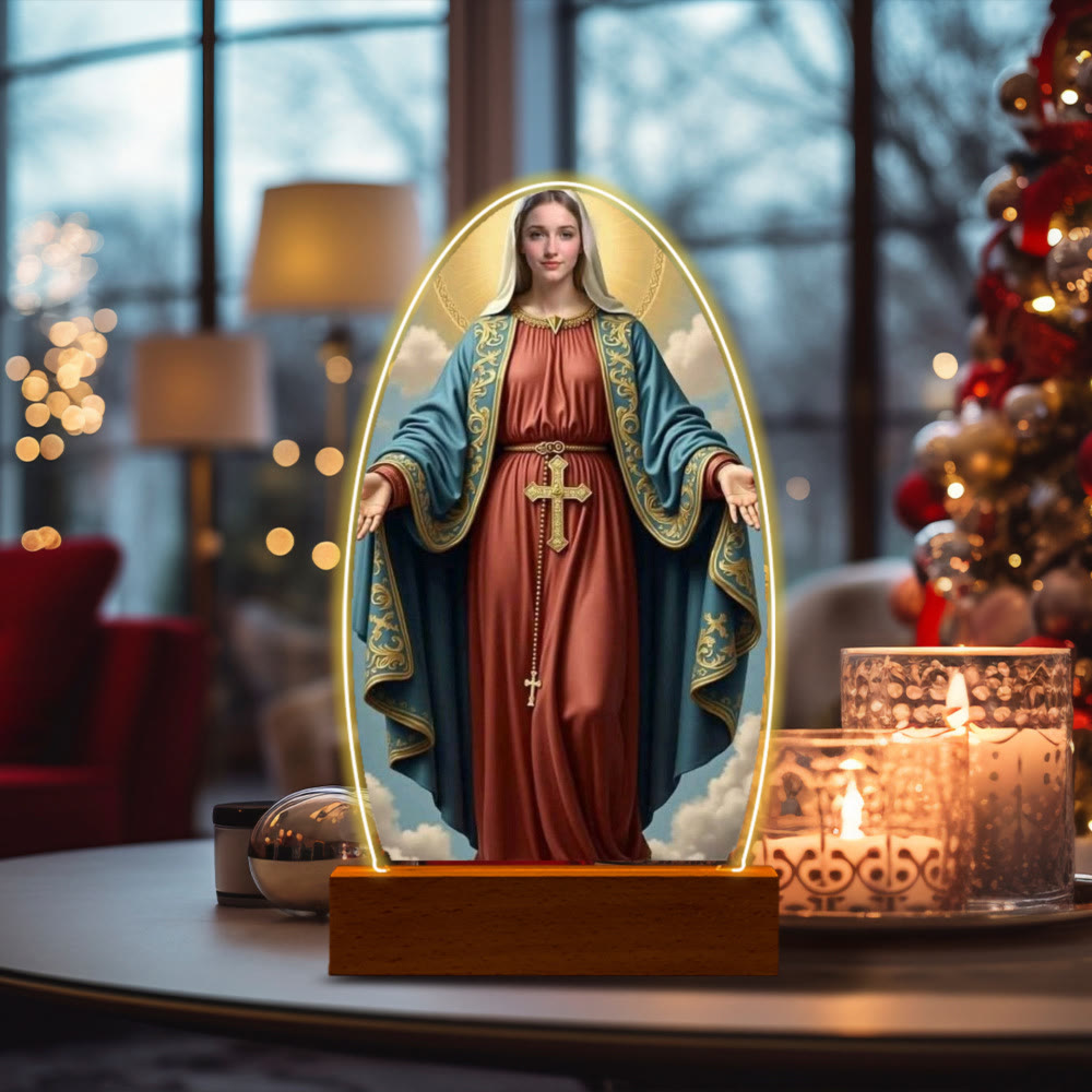 Christianartworkshop Serena Vergine Maria Luce notturna dal design ovale per una devozione silenziosa - J - image 13