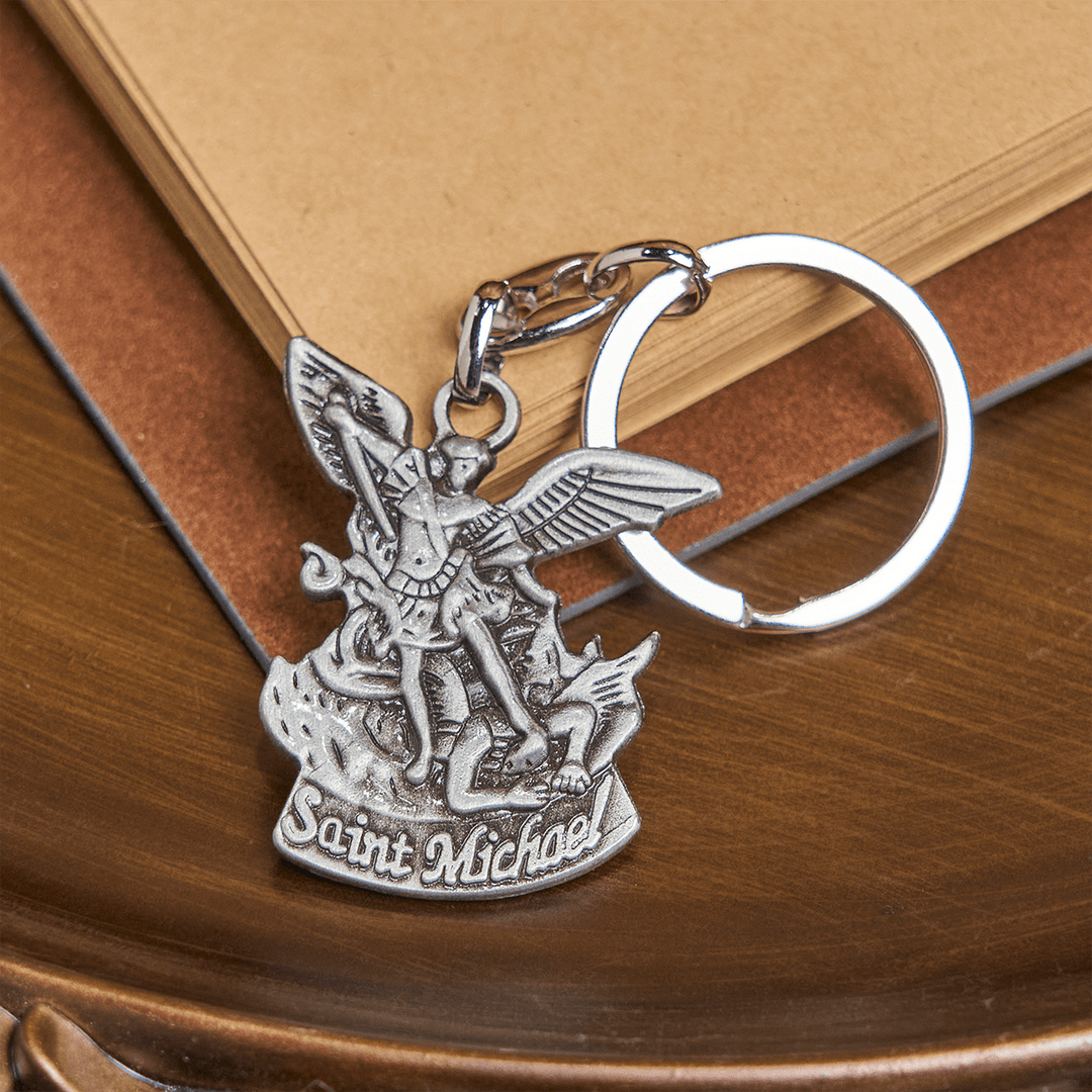 Christianartworkshop Scudo contro il male Portachiavi di San Michele Arcangelo - Argento - image 0