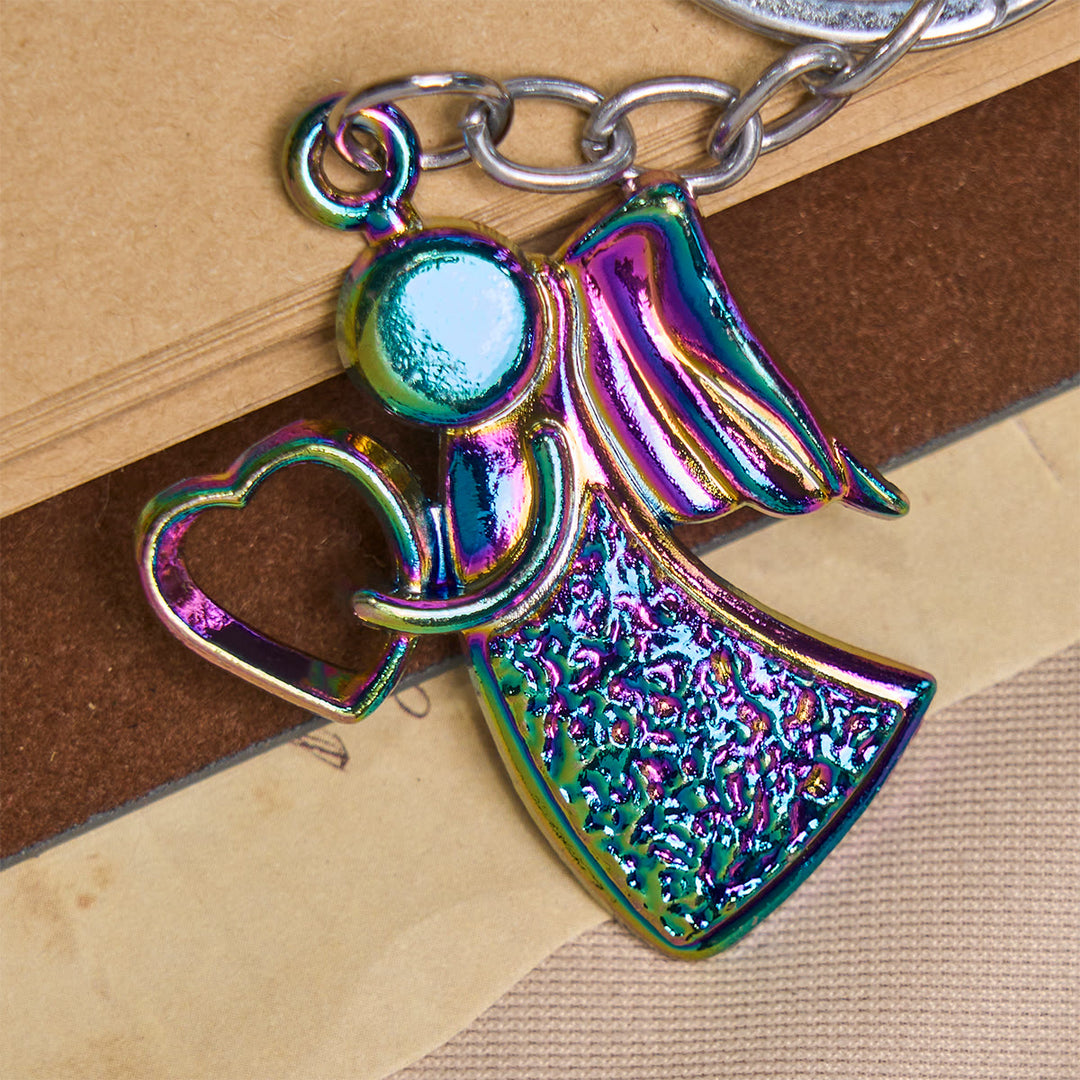 Christianartworkshop Angelo Custode che Abbraccia l'Amore Portachiavi Arcobaleno Luminoso della Fede - image 2