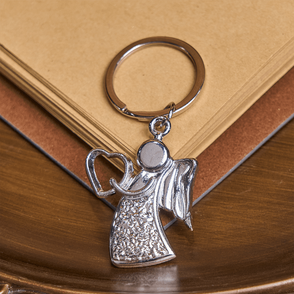 Christianartworkshop Angelo Custode che Abbraccia l'Amore Portachiavi Arcobaleno Luminoso della Fede - Argento - image 1