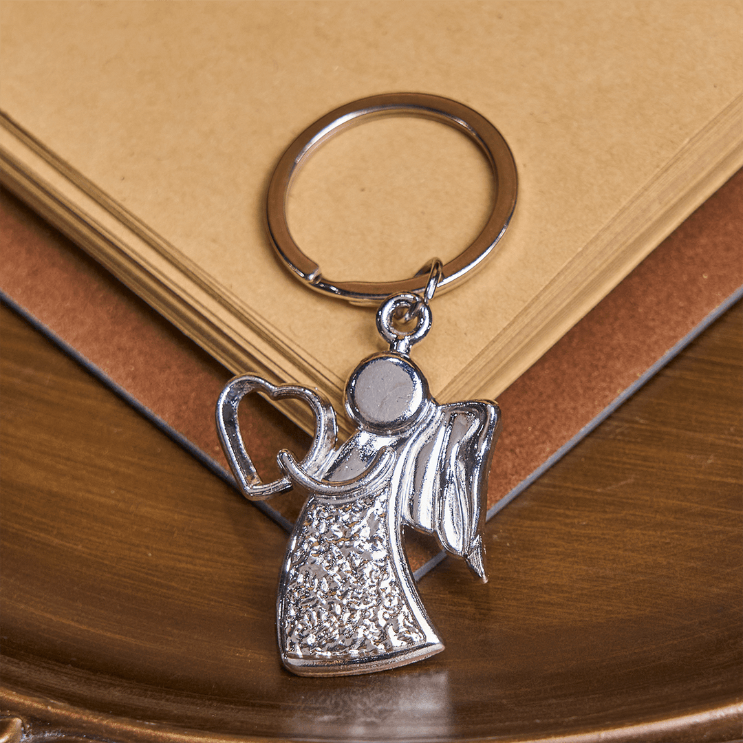 Christianartworkshop Angelo Custode che Abbraccia l'Amore Portachiavi Arcobaleno Luminoso della Fede - Argento - image 1