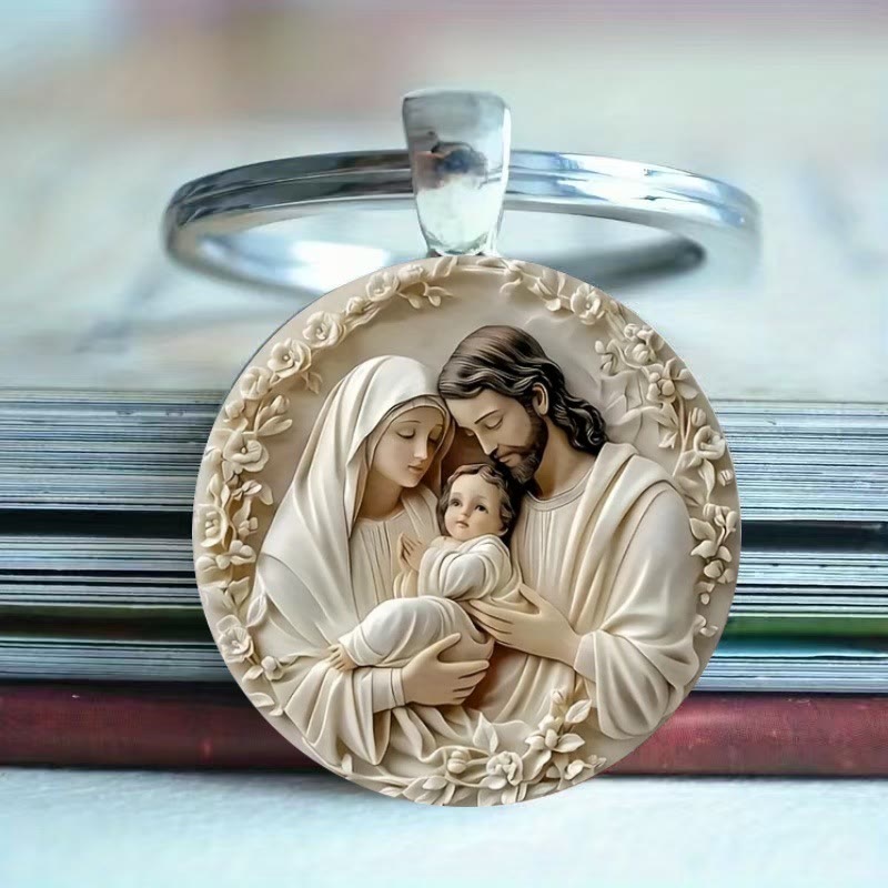 Christianartworkshop Portachiavi circolare Sacra Famiglia: porta amore e fede ovunque - image 1