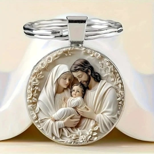 Christianartworkshop Portachiavi circolare Sacra Famiglia: porta amore e fede ovunque - Sacra Famiglia - image 0