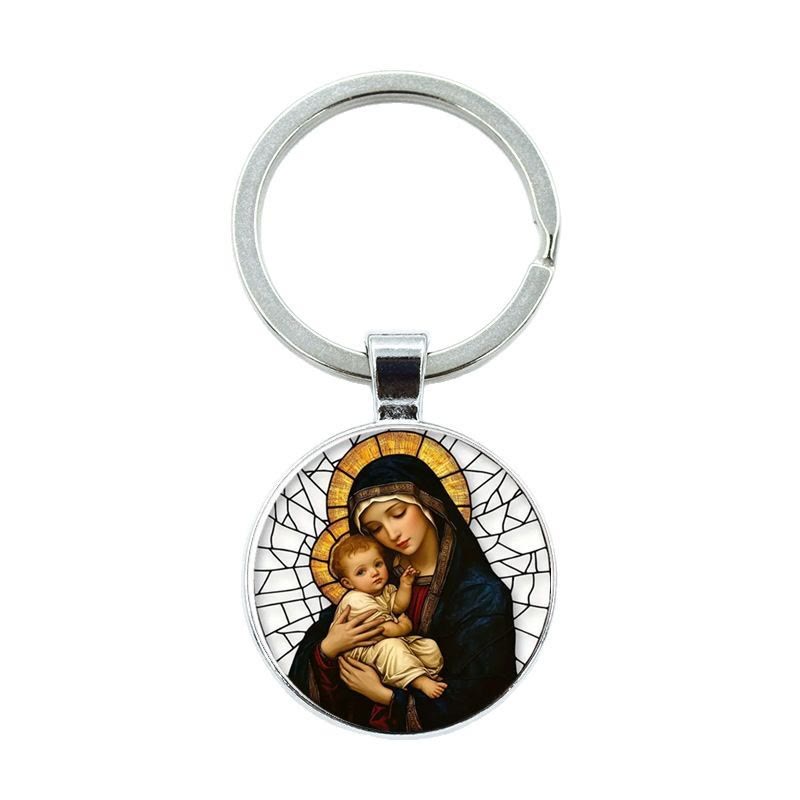 Christianartworkshop Portachiavi raffigurante la Madonna che tiene in braccio Gesù Bambino: Amore Divino Materno - image 4
