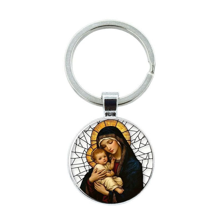Christianartworkshop Portachiavi raffigurante la Madonna che tiene in braccio Gesù Bambino: Amore Divino Materno - image 4