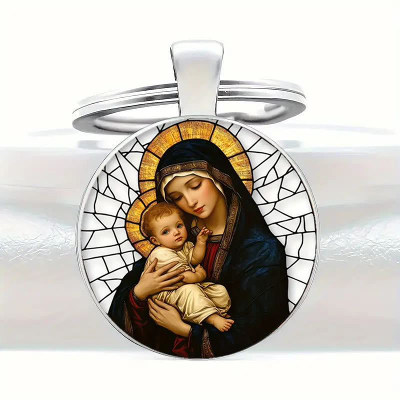 Christianartworkshop Portachiavi raffigurante la Madonna che tiene in braccio Gesù Bambino: Amore Divino Materno - Nostra Signora - image 0