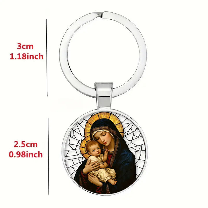 Christianartworkshop Portachiavi raffigurante la Madonna che tiene in braccio Gesù Bambino: Amore Divino Materno - image 3