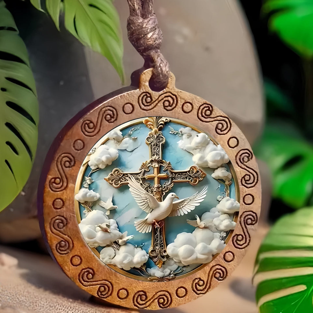 Christianartworkshop Collana con colomba e croce dello Spirito Santo: un'espressione visiva di fede devota - Colomba dello Spirito Santo - image 0