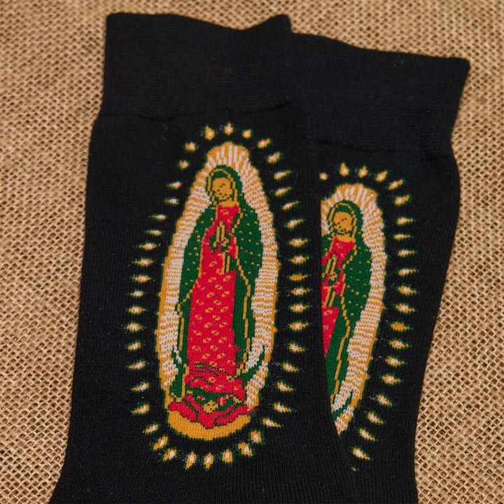 Christianartworkshop Calzini unisex religiosi con la Vergine Nera di Guadalupe: design retrò, stile religioso esclusivo - image 2