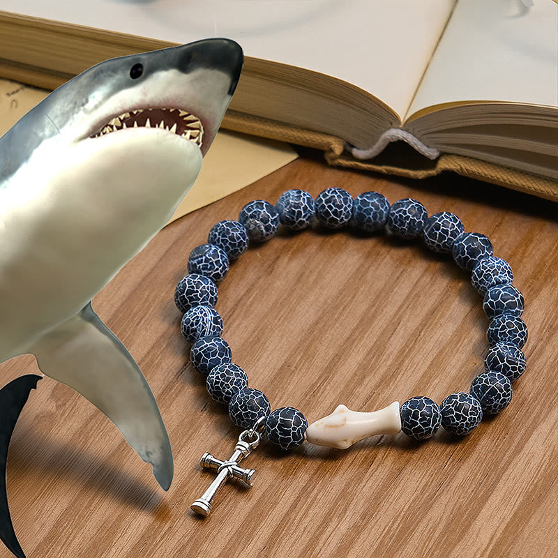 Braccialetto con animali Waves of Prayer Shark Guardian con 5 pietre di agata naturale Christianartworkshop - image 10