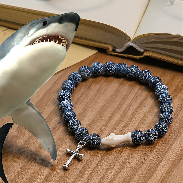 Braccialetto con animali Waves of Prayer Shark Guardian con 5 pietre di agata naturale Christianartworkshop - image 10