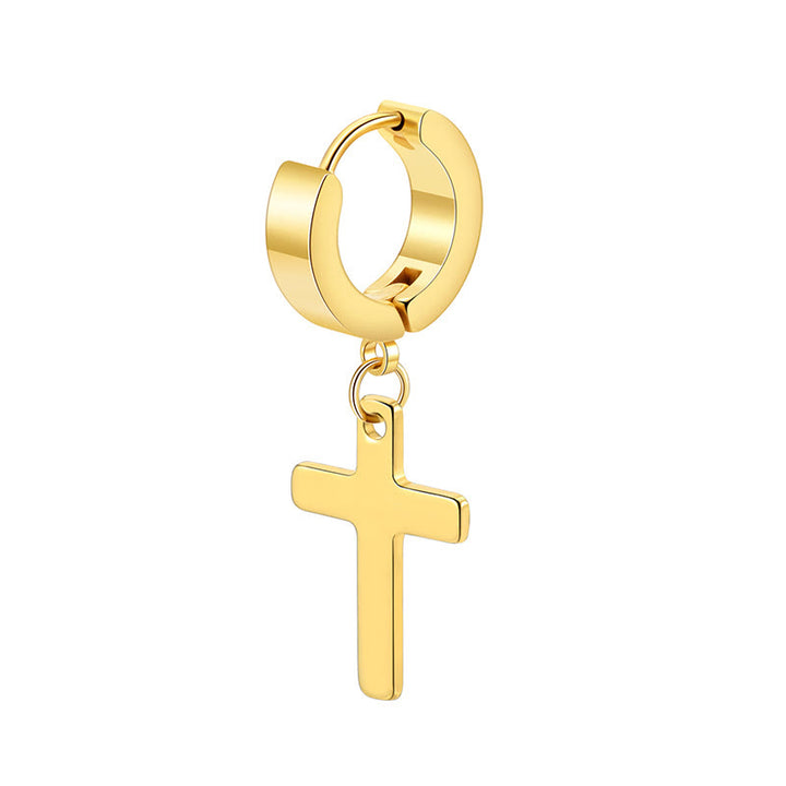 Christianartworkshop Orecchini a cerchio pendenti con croce alla moda: gioielli alla moda e alla moda da indossare ogni giorno - Orecchino - Oro - image 3