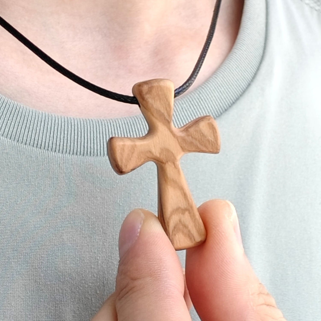 Collana con ciondolo a croce in legno Christianartworkshop : gioielli della fede cristiana - Grandi dimensioni - image 4