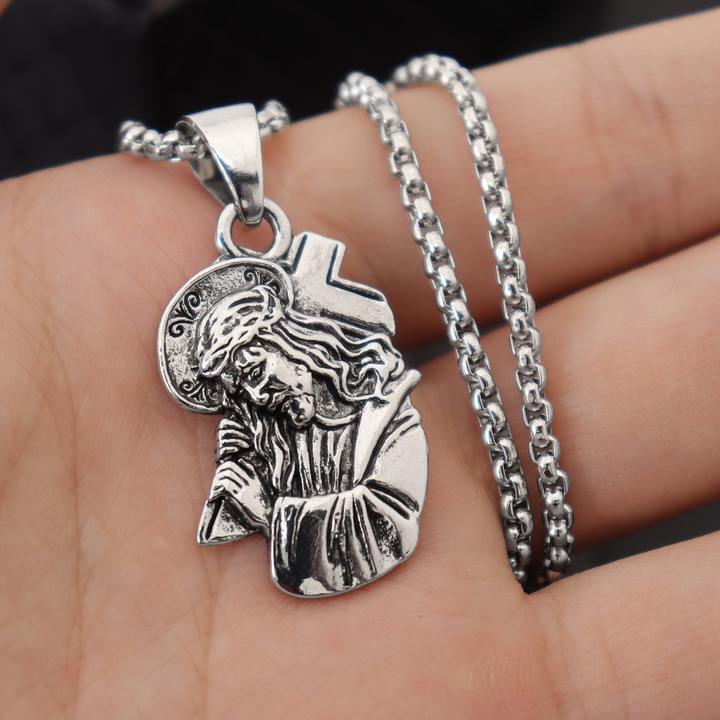 Christianartworkshop Collana con ciondolo a croce con Gesù classico e corona di spine: l'anima incontra la benedizione - Gesù - image 0