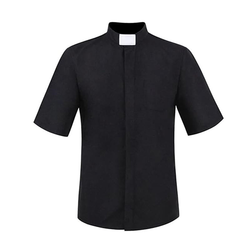 Christianartworkshop Camicia da clero moderna unisex con colletto a linguetta bianca: elegante abbigliamento religioso nero - image 2