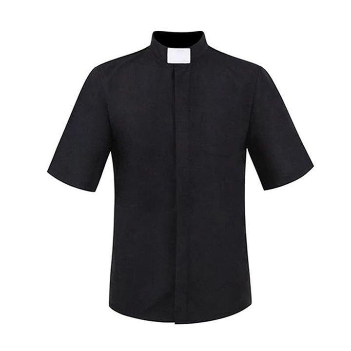 Christianartworkshop Camicia da clero moderna unisex con colletto a linguetta bianca: elegante abbigliamento religioso nero - image 2