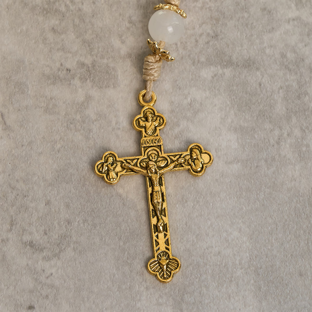 Christianartworkshop Elegante rosario persiano con perle di giada rosa e nera con benedizione della Madonna - image 8