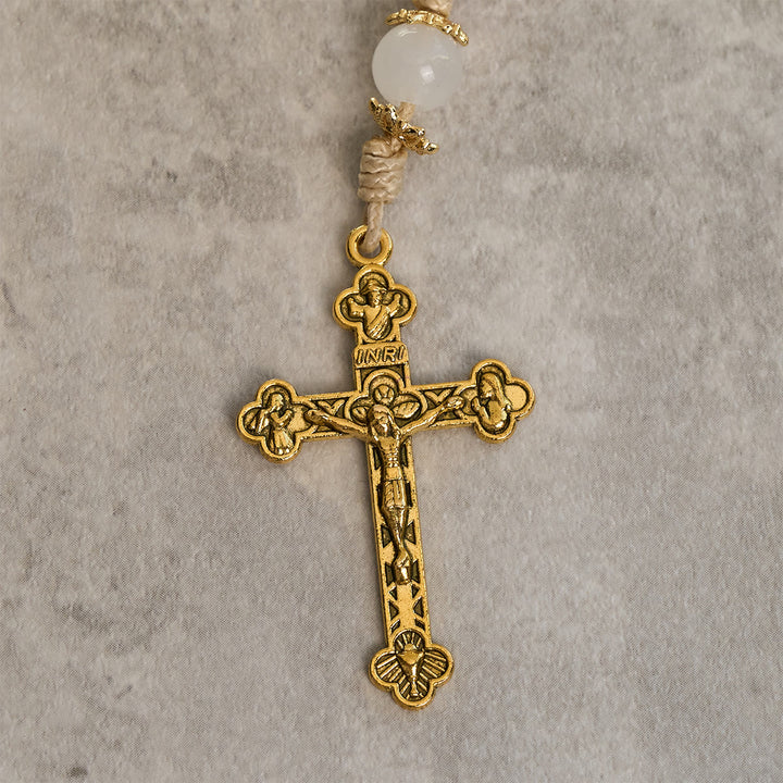 Christianartworkshop Elegante rosario persiano con perle di giada rosa e nera con benedizione della Madonna - image 8