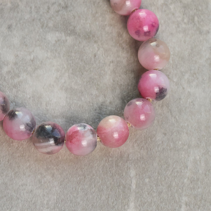 Christianartworkshop Portachiavi con rosario portatile in perle di giada rosa persiana e crocifisso in bronzo - image 3