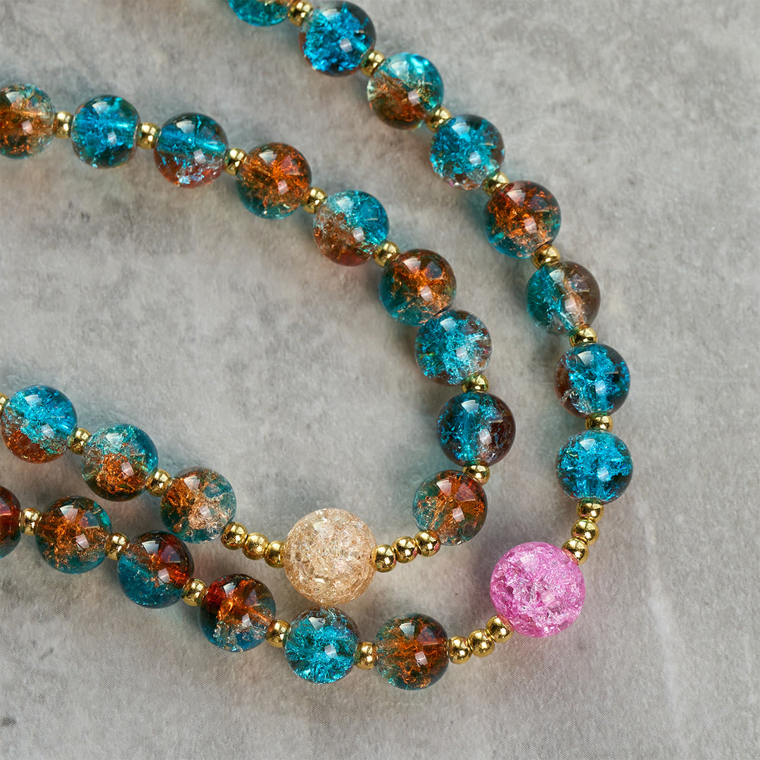 Christianartworkshop Rosario con perle crackle blu-rosse Divine Harmony Radiance con croce della fede - image 7