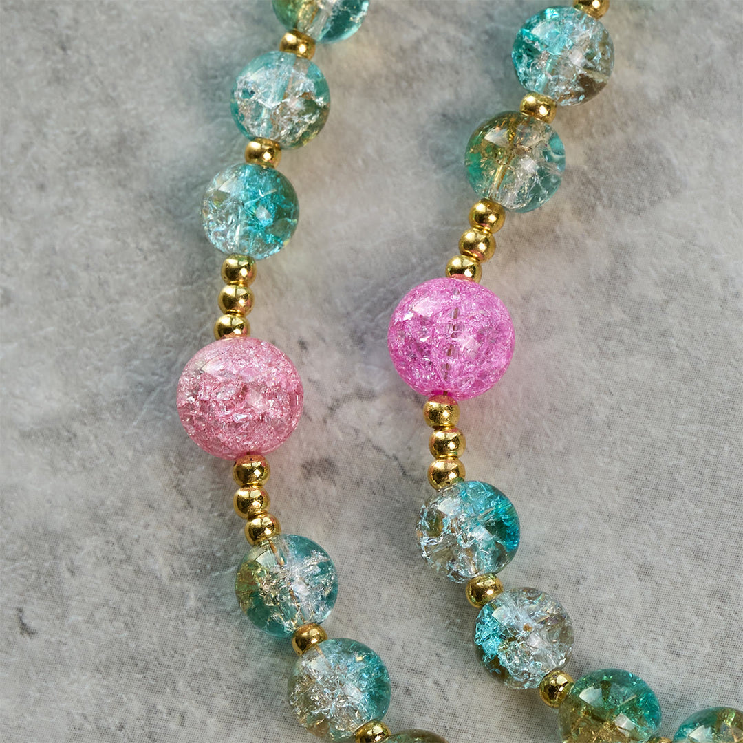 Rosario in vetro craquelé scintillante da 8 mm ispirato all'oceano con medaglia della Madonna Christianartworkshop - image 6