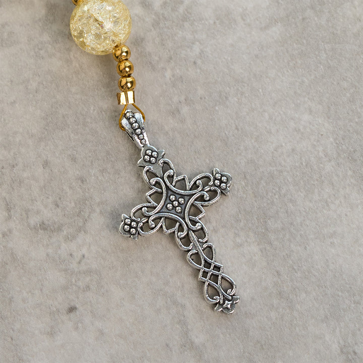 Rosario in vetro craquelé scintillante da 8 mm ispirato all'oceano con medaglia della Madonna Christianartworkshop - image 8