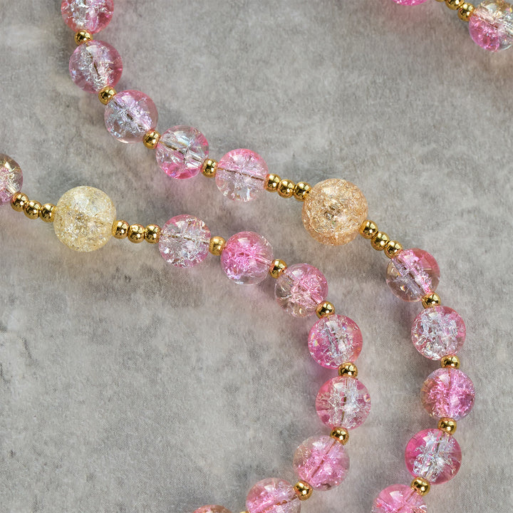 Christianartworkshop Rosario della Madonna della Misericordia con vetro screpolato rosa-blu scintillante - image 5