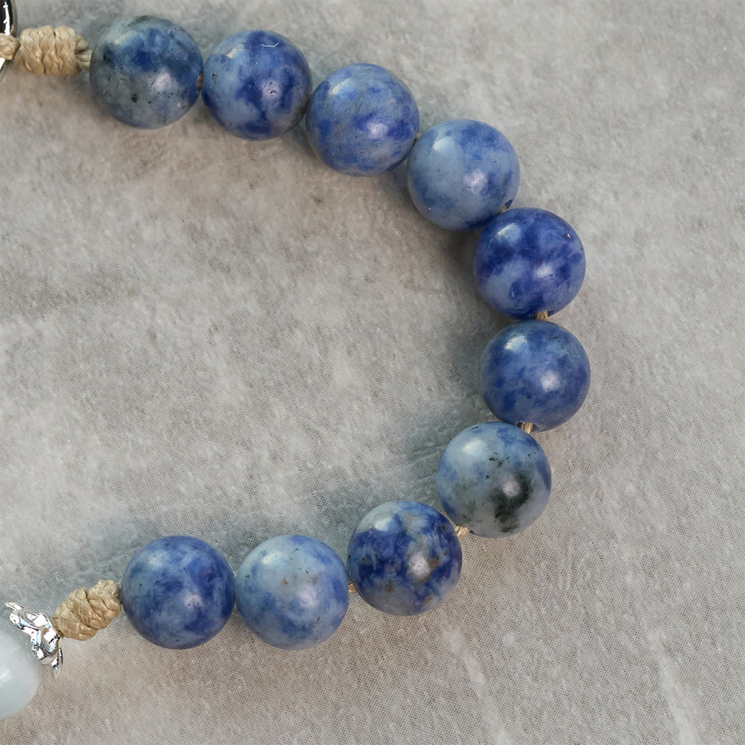 Christianartworkshop Portachiavi portatile con rosario di preghiera in giada blu con croce di luce smaltata - image 3