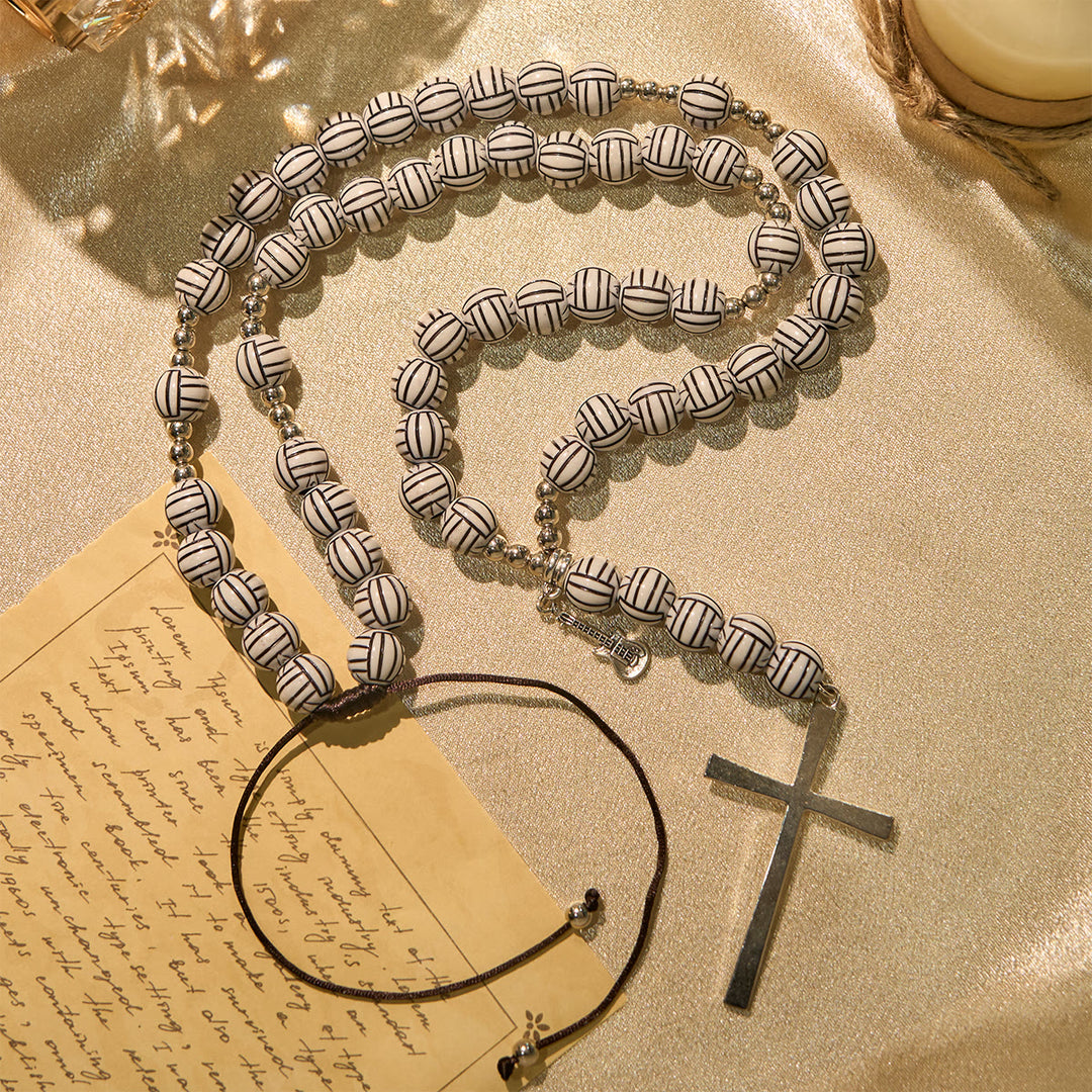 Christianartworkshop Vittoria in Cristo Rosario di preghiera per pallavolo con ciondolo per chitarra: una melodia di preghiera - image 3