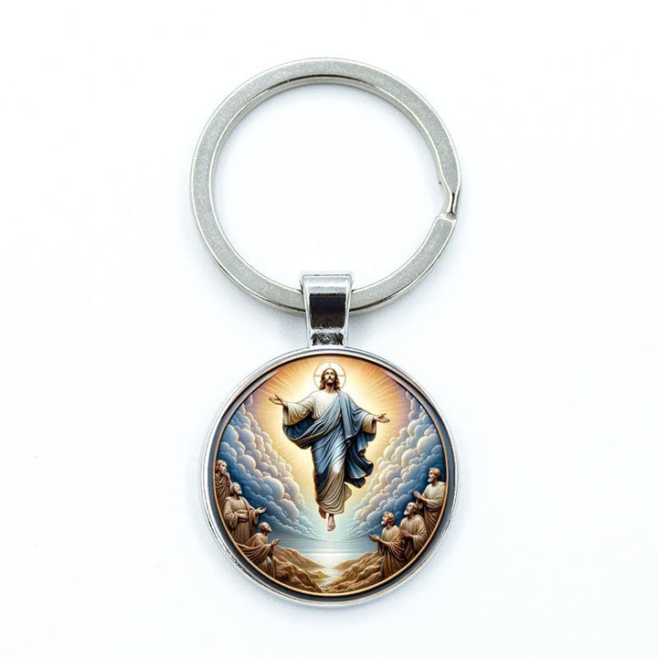 Portachiavi in ​​vetro rotondo classico dell'Ascensione Divina Christianartworkshop : simbolo senza tempo del potere edificante della fede - image 4