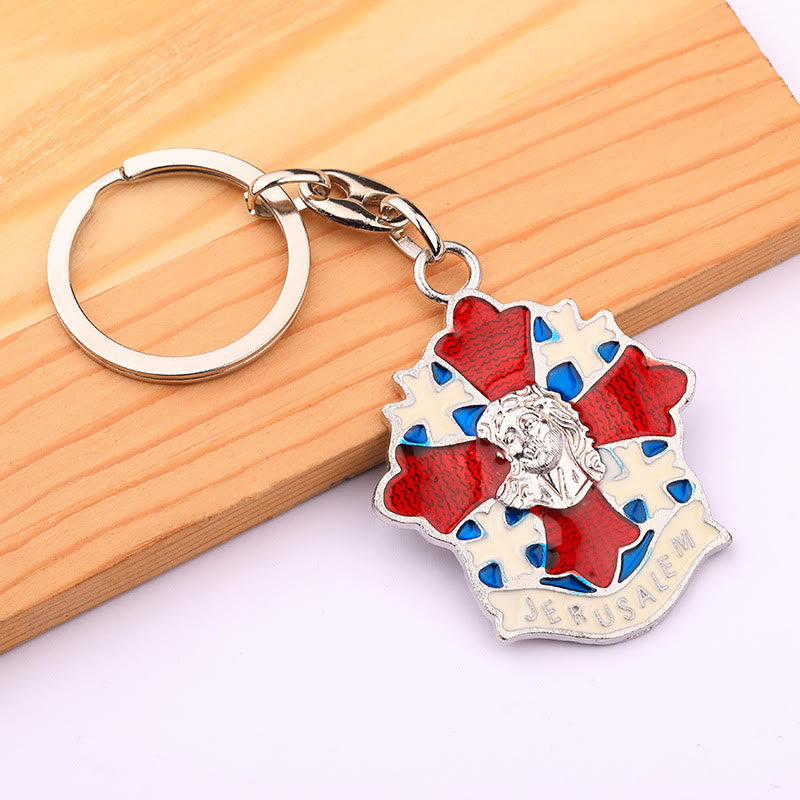 Christianartworkshop Portachiavi a forma di croce colomba in argento minimalista: un sottile ricordo dell'amore divino - image 1