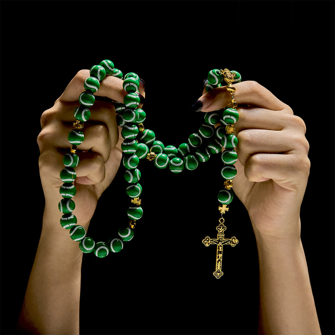 Christianartworkshop Rosario in miniatura con perline da baseball benedette, calice sacro dorato e crocifisso: unisci fede e sport - image 22