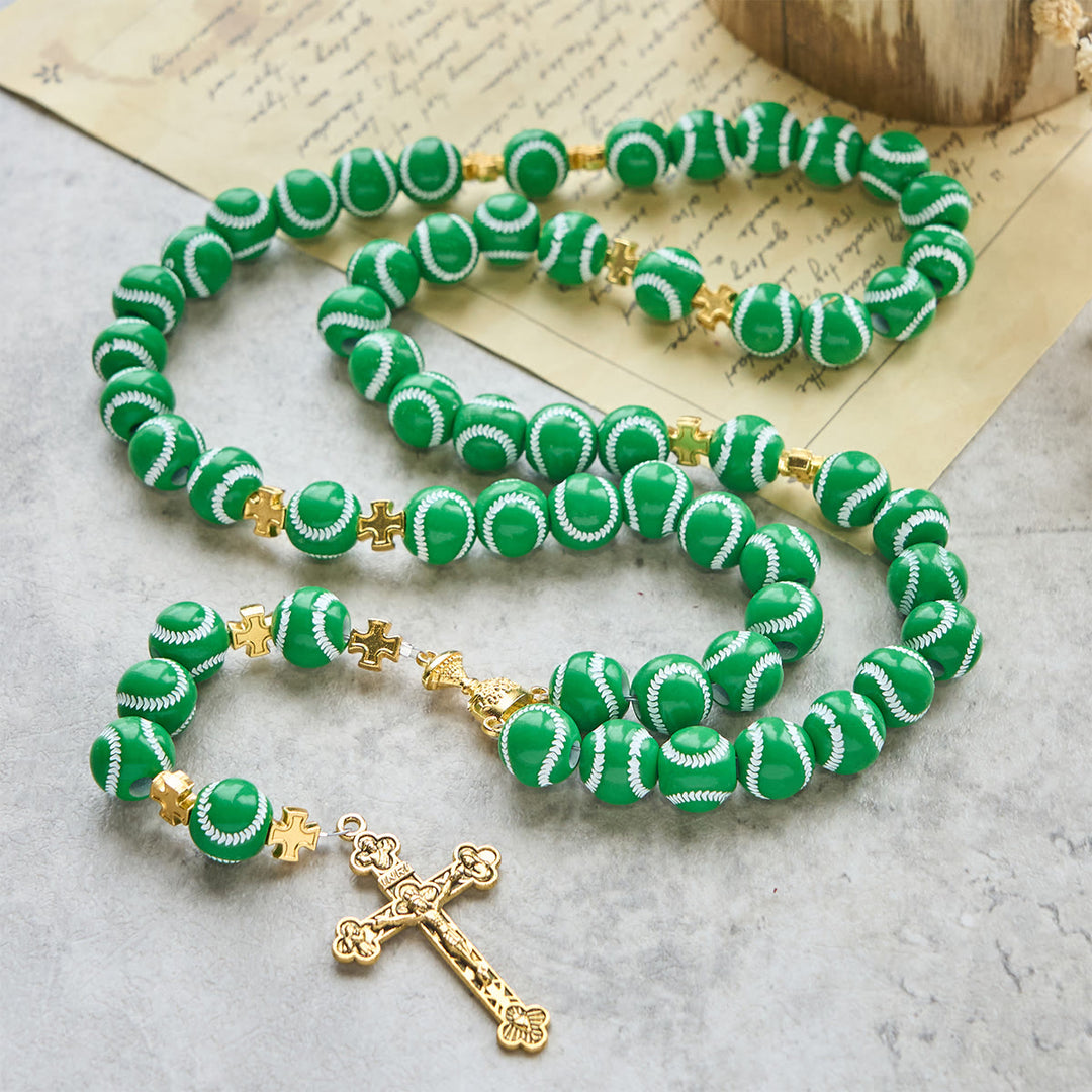 Christianartworkshop Rosario in miniatura con perline da baseball benedette, calice sacro dorato e crocifisso: unisci fede e sport - image 17