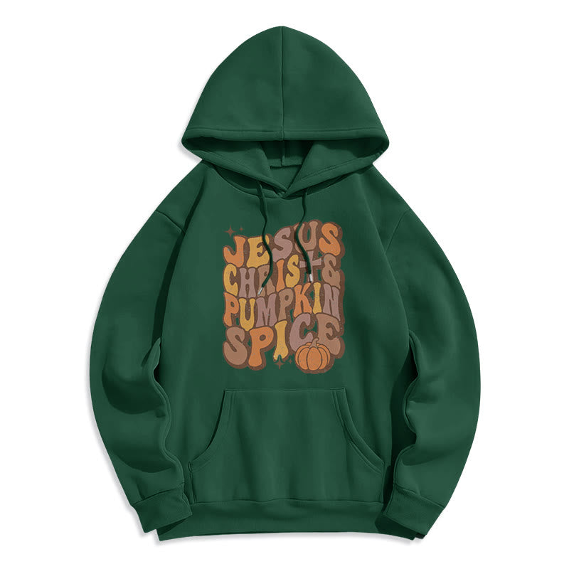 Christianartworkshop Felpa con cappuccio in poliestere foderata in pile con scritta "Gesù Cristo e spezie di zucca" e benedizioni autunnali - Verde - 2XL - image 6