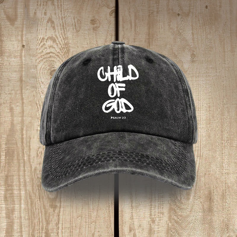 Christianartworkshop Cappello in cotone lavato stile vintage graffiti "Faith Lifestyle Child of God" - Nero - image 1