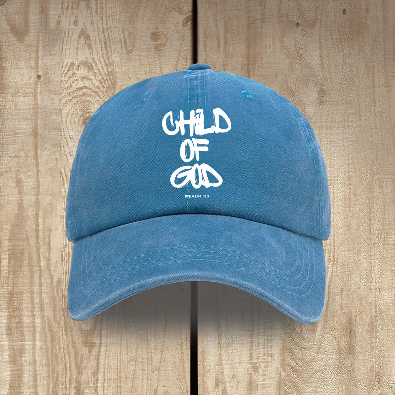 Christianartworkshop Cappello in cotone lavato stile vintage graffiti "Faith Lifestyle Child of God" - Blu reale - image 0