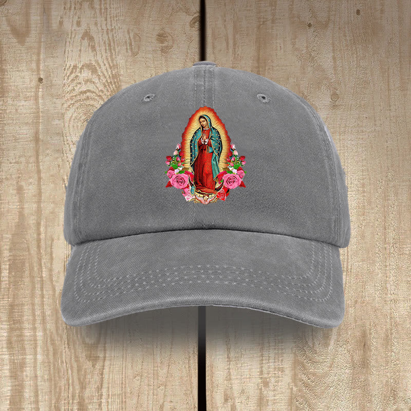 Christianartworkshop Protezione spirituale Cappello in cotone lavato di Nostra Signora di Guadalupe - Grigio - image 6