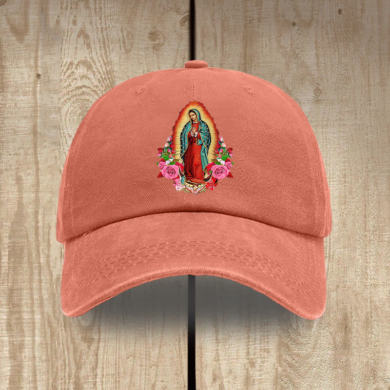 Christianartworkshop Protezione spirituale Cappello in cotone lavato di Nostra Signora di Guadalupe - Arancia - image 15