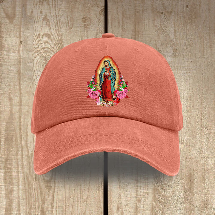 Christianartworkshop Protezione spirituale Cappello in cotone lavato di Nostra Signora di Guadalupe - Arancia - image 15