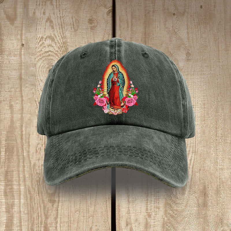 Christianartworkshop Protezione spirituale Cappello in cotone lavato di Nostra Signora di Guadalupe - Verde militare - image 7